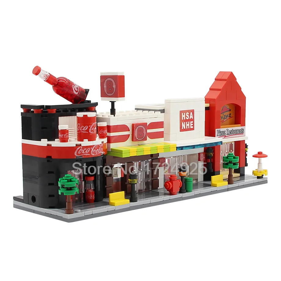 Single Sale HSANHE Mini Street Scene Pizza Drink Store Clothes Shop Educational Building Blocks Sets Model Toys Single Sale HSANHE Mini Street Scene Pizza Drink Store Clothes Shop Educational Building Blocks Sets Model Toys