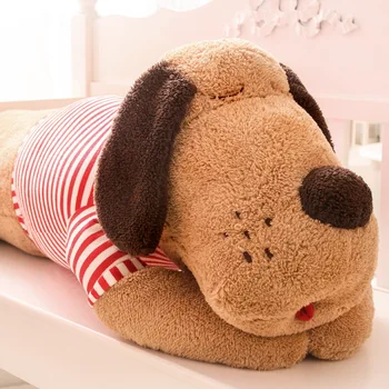 

Pernycess 1pcs 120cm cute Dog plush toy doll large striped stud dog bed pillow three colors:Beige Black and white Brown