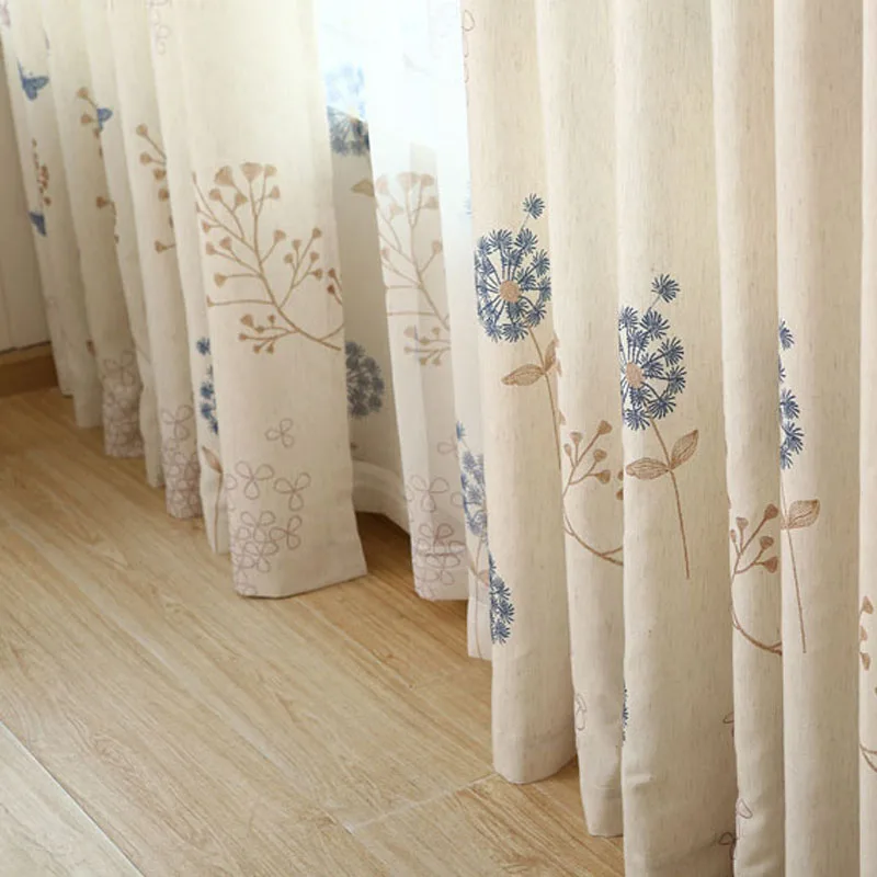 Современный стиль штора пасторальная штора набор для гостиной кухни Цветочная вышивка штора ткань и тюль для спальни wp392& 20