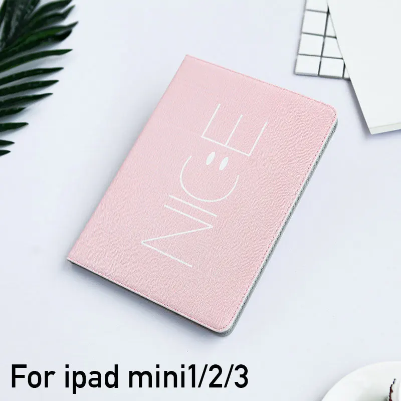 Умный чехол-подставка с функцией автоматического пробуждения/сна для планшетов ipad 2 3 4 Mini 1 2 3 из искусственной кожи с Откидывающейся Крышкой и смайликом для ipad air 1 2 - Цвет: For ipad Mini 123