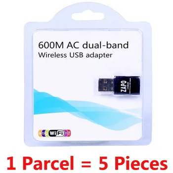 

ZAPO 5 Pieces 5GHz WIFI USB 600Mbps Adapter Dual Band Wireless 802.11ac Network Card Built in Antenna For Windows Linux System