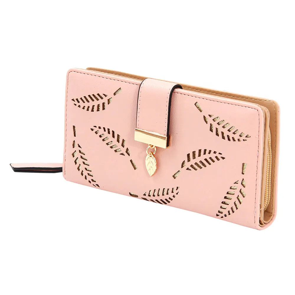 

Female Long Wallets Hollow Leave Pouch Handbag 2018 Women Wallet Purse For Women Coin Purses Card Holder