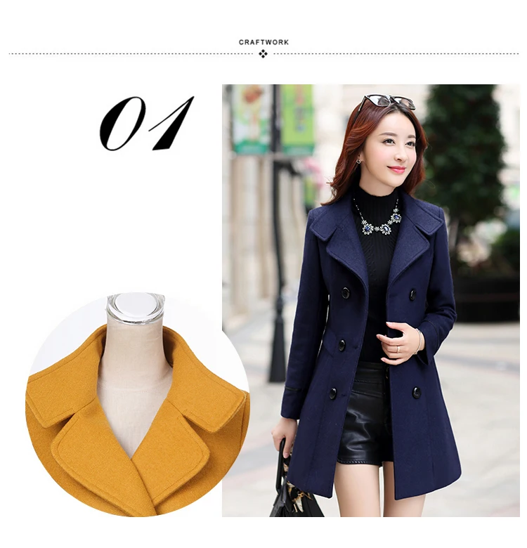 2017 Korean version of the new spring section of the female woolen slim thin woolen jacket in the long paragraph thin section Nizi coat (4)