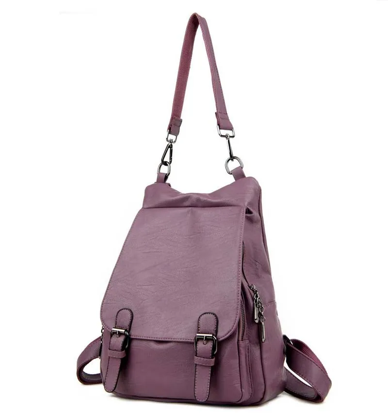 Женские рюкзаки из натуральной кожи, Брендовые женские модные рюкзаки для девочек-подростков, Школьные Сумки из натуральной кожи, дорожные сумки Mochila - Цвет: Фиолетовый