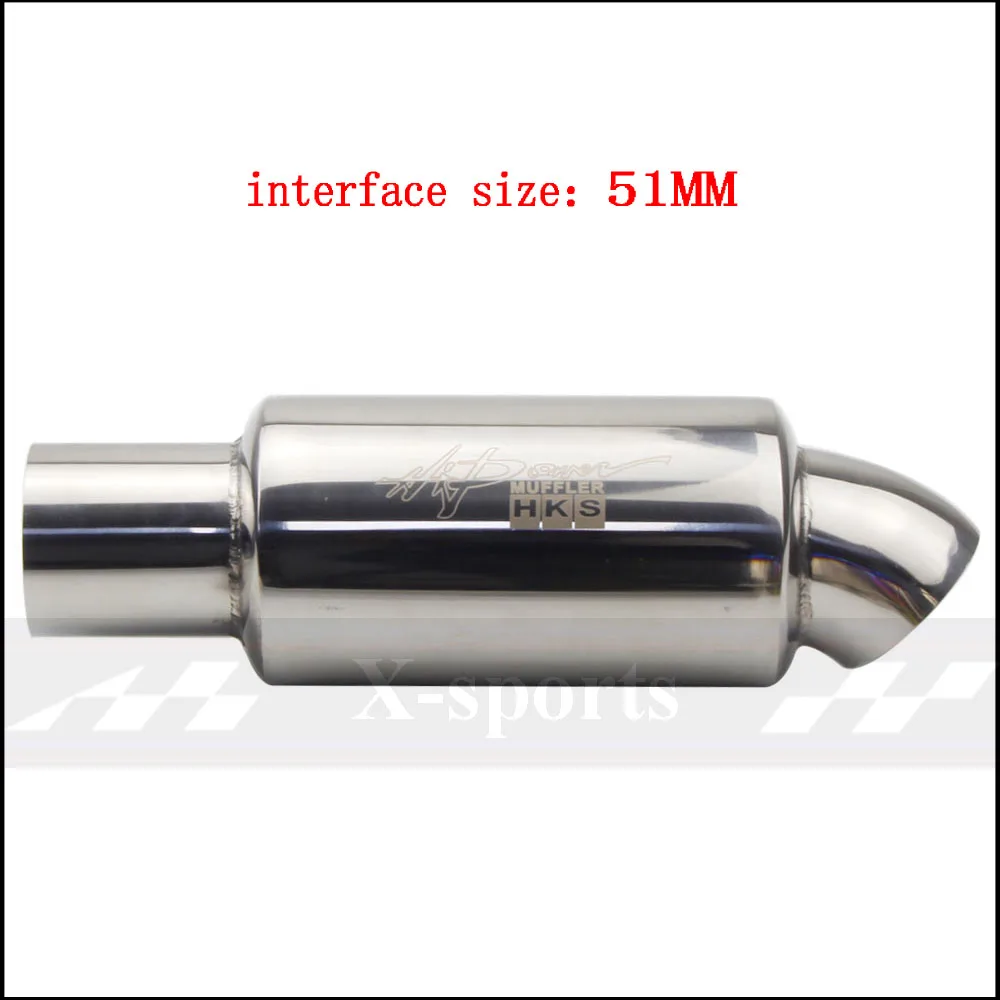 Car Motorcycle Styling Exhaust System Muffler Tail Pipe Tip Universal High Quality Stainless Steel ID 51mm 63mm Free Shipping - Цвет: silver 51MM