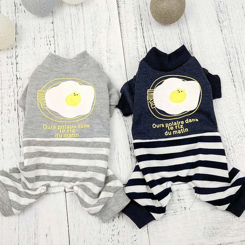 

Egg Pattern Pet Dog Clothes Striped Costume for Dog for Small Dogs Jumpsuit Pet Sweater Clothing Autumn Sweatshirt Puppy Outfit