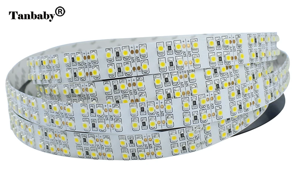 240 led/M 3528 Светодиодная лента двухрядная 5 м 1200led гибкая лента DC12V теплый/белый не водонепроницаемый домашний внутренний светильник