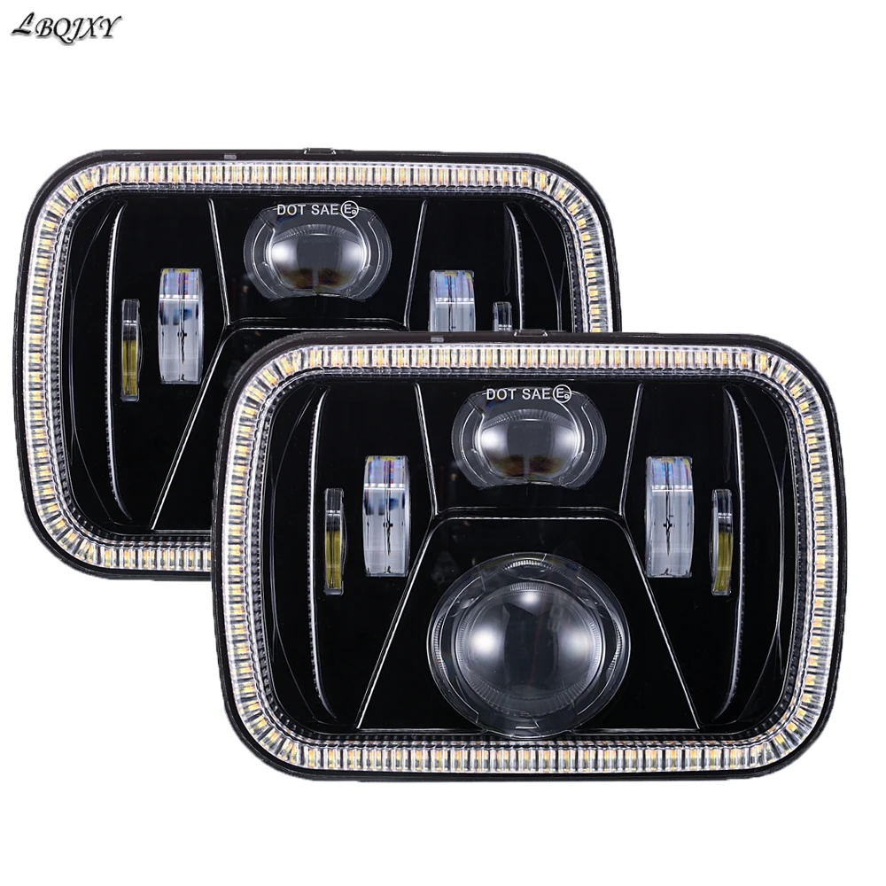 1 пара 5x7 светодиодных фар 7x6 Led герметичный луч фары с белой желтой диафрагмой для