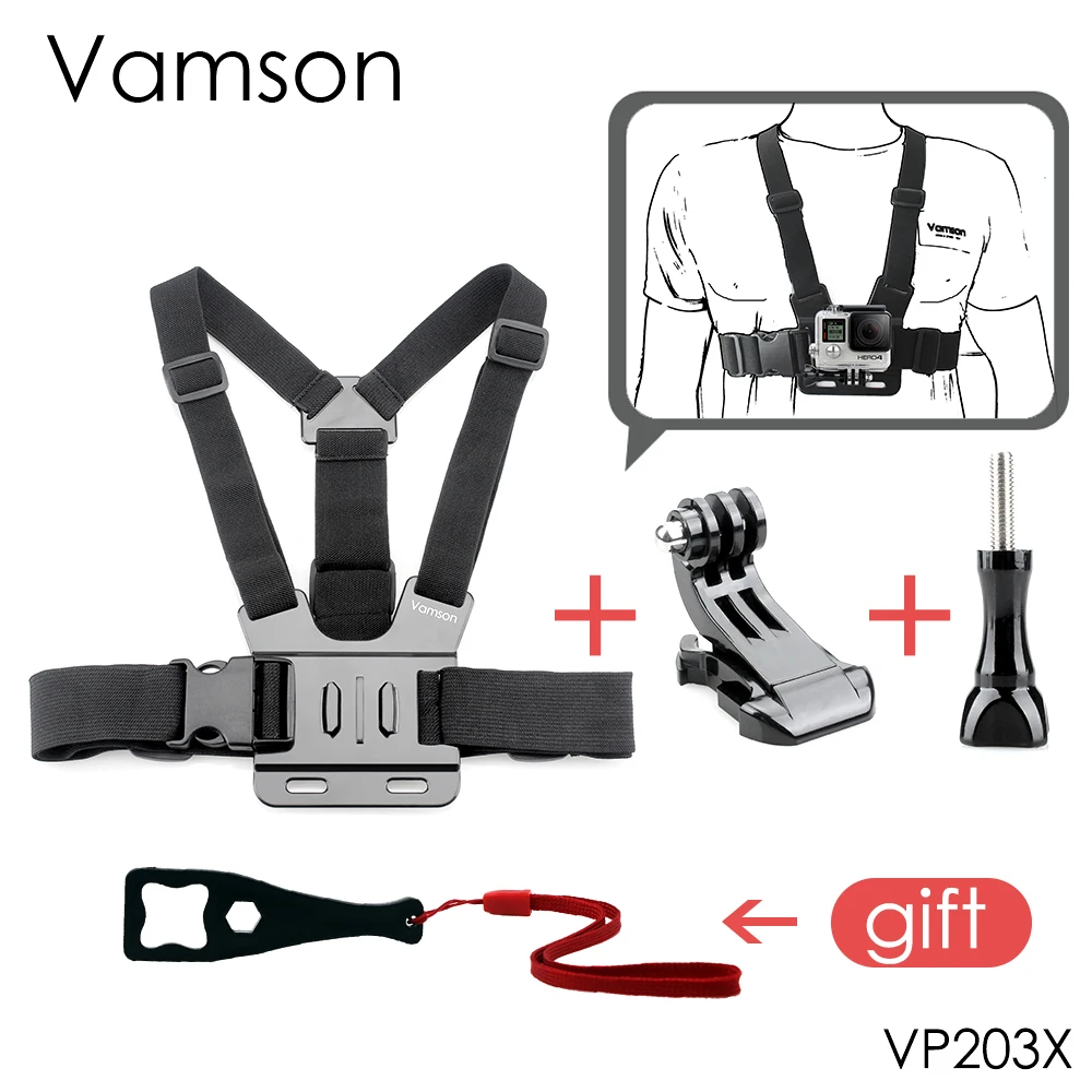 Vamson for Gopro Accessories Chest Strap Belt Body Tripod Harness Mount For Gopro Hero 5 4 3+for Xiaomi for Yi 4K Camera VP203