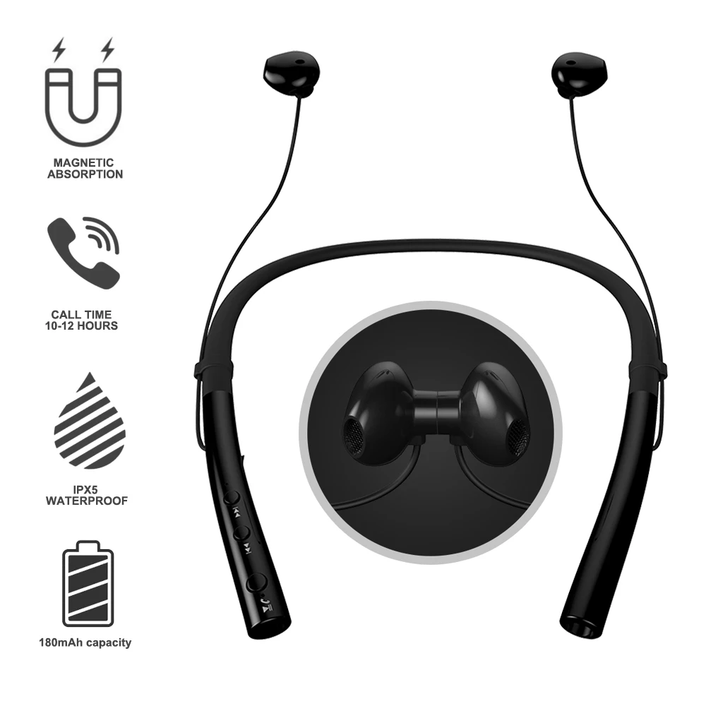 Bluetooth наушники Встроенный Микрофон легкий Беспроводной шейным гарнитура