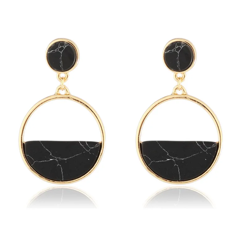 

Stone earrings Sexy joker temperament marble earrings geometric pendant earrings Girls fashion stud earrings for women