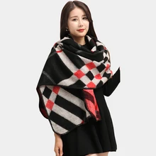 Za major Winter 2016 font b Tartan b font Scarf Cashmere Plaid Scarf cuadros New Designer