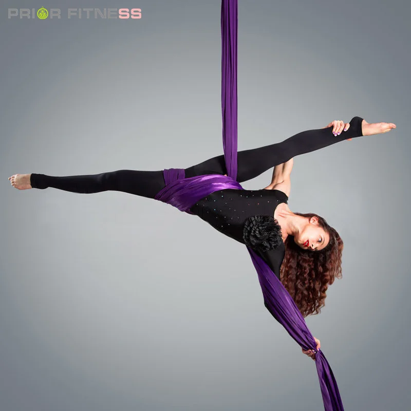 US $142.48 Prior Fitness Top Quality 9Yards82m Low Stretch yoga Aerial Silks Full Set for Acrobatic Flying Dance Nylon aerial silk swing