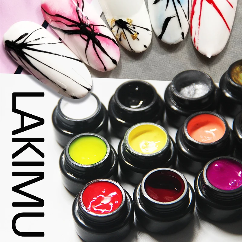 

LAKIMU 2019 5ml New DIY Uv Gel Colorful Spider Nail Art Painting Plastic Creative Glue Nail Pull Line Carved All for Manicure