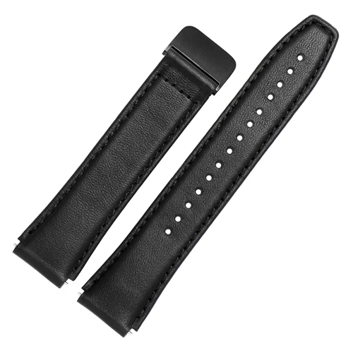 Soft calf leather strap striped watch band for HUAWEI B5 smart Bracelet replacement wrist strap - Цвет ремешка: Black A