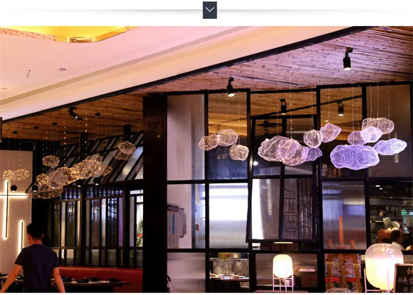 Дания дизайн сетка проволока облако люстра светильник ing для столовой кофе бар современная вилла отель Крытый подвесной светильник светильники
