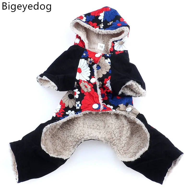 Одежда для собак Bigeyedog зимнее пальто с капюшоном одежда домашнего питомца костюм