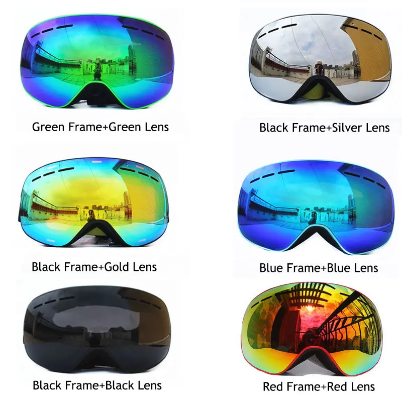 تزلج نظارات مع المغناطيسي مزدوجة طبقات عدسة التزلج مكافحة الضباب UV400 على الجليد نظارات للرجال النساء نظارات التزلج نظارات