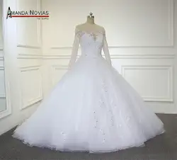 Vestido De Noiva Очаровательная с длинными рукавами, элегантные Аманда Novias реальные фотографии свадебные платья 2019