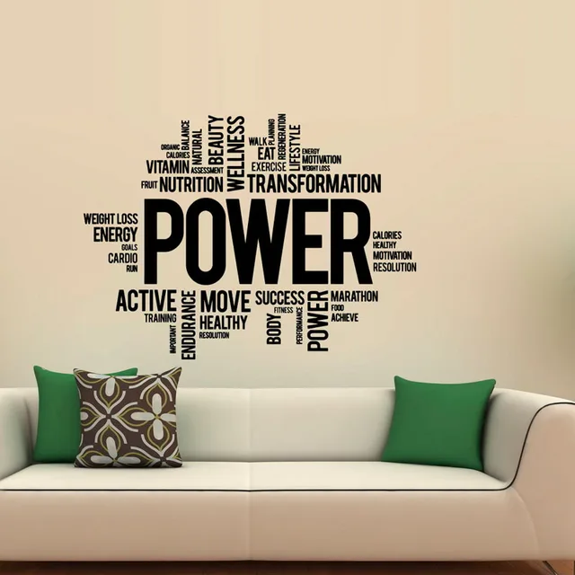 power fitness wall decals art vinyl sticker sport gym words home decor best quality wall sticker - Home Decor Decals power fitness wall decals art vinyl sticker sport gym words home decor best quality wall sticker - Home Decor Decals