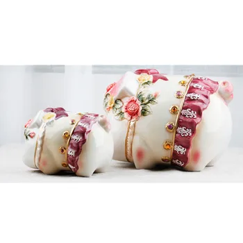 

European Victorian Ceramic Pig Piggy Bank Cute Zodiac Pig Living Room Desk Display High-end Piggy Bank Home Decor Crafts M1880