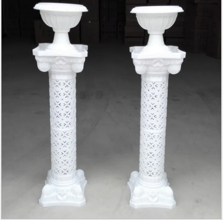

hot sell 2 pcs with flowerpot wedding stage pillars Plastic Roman Pillars Column Pedestal Party Decoration Wedding Road Lead