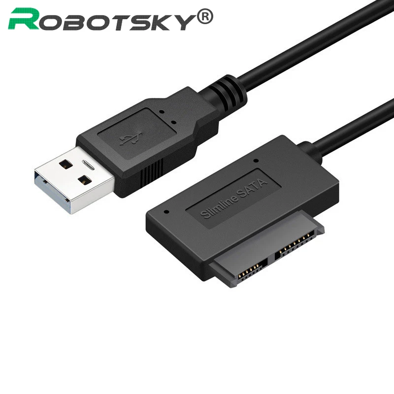 

Robotsky USB 2.0 to Sata II 13Pin 7+6 Cable HDD Hard Disk Driver Adapter Converter for Laptop CD/DVD ROM