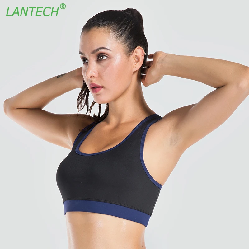 LANTECH Women Sports Bra Yoga Run Wireless Push Up Shockproof Running