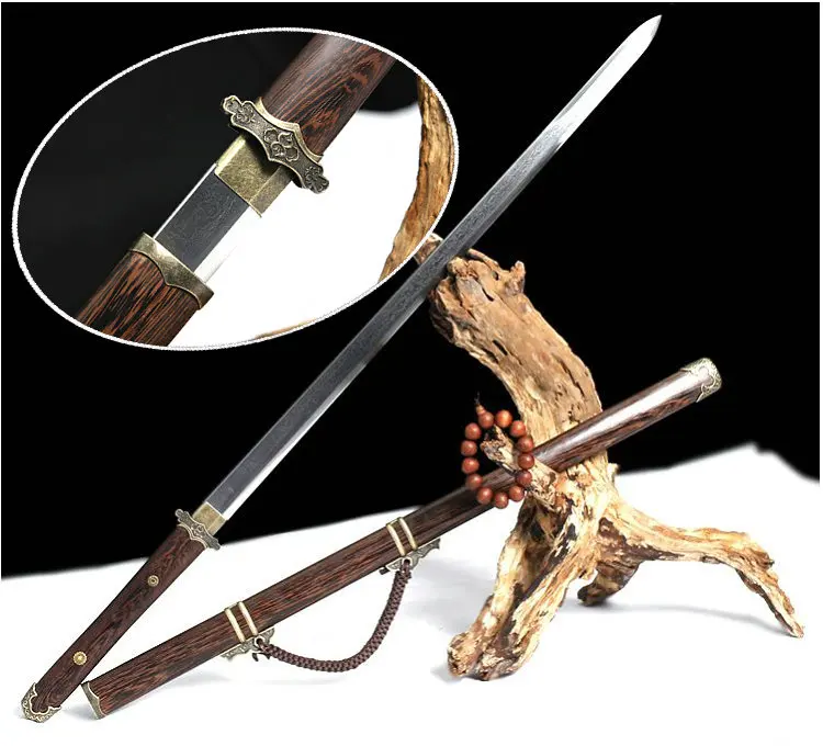 Pear Wood Handmade Chinese WuShu/Kungfu Sword Folded Pattern Steel