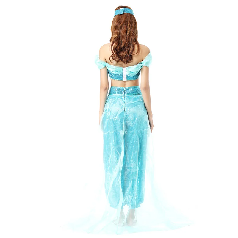 Fantasia Aladdin Jasmine Princess Costume for Adults Women Kigurumi Arab Princess Cosplay Fancy Dress Up Suit