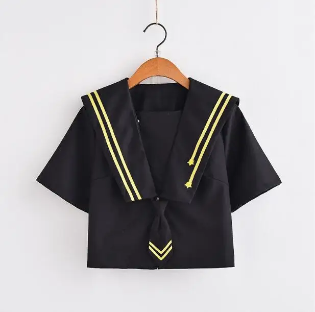 008sSHORT SLEEVE Темный метеоритный душевой комплект японский матросский костюм Школьная Форма класс японская школьная форма для японской средней школы рубашка юбка/комплект JK008 - Цвет: 008sSHORT SLEEVE