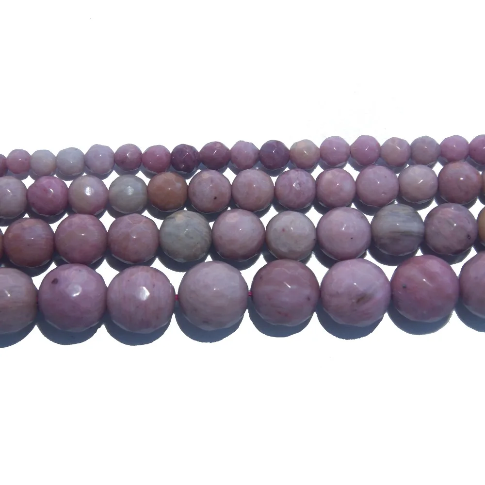 

Faceted Natural Stone Pink Rhodonite Loose Beads 4 6 8 10 MM Pick Size For Jewelry Making Charm DIY Bracelet Necklace Material
