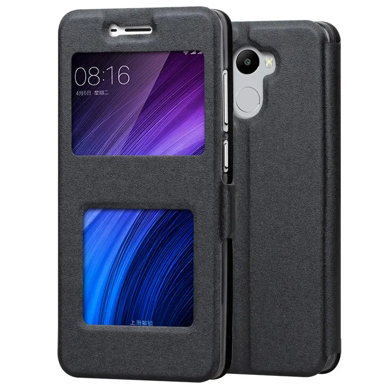 Xiaomi redmi 4 pro Простые case Smart View Окна PU Кожа Case Для Стенд Раскладной Телефон Обложка Free