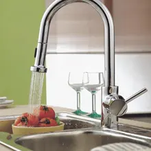 Хромированная отделка выдвижной кухонный смеситель кран