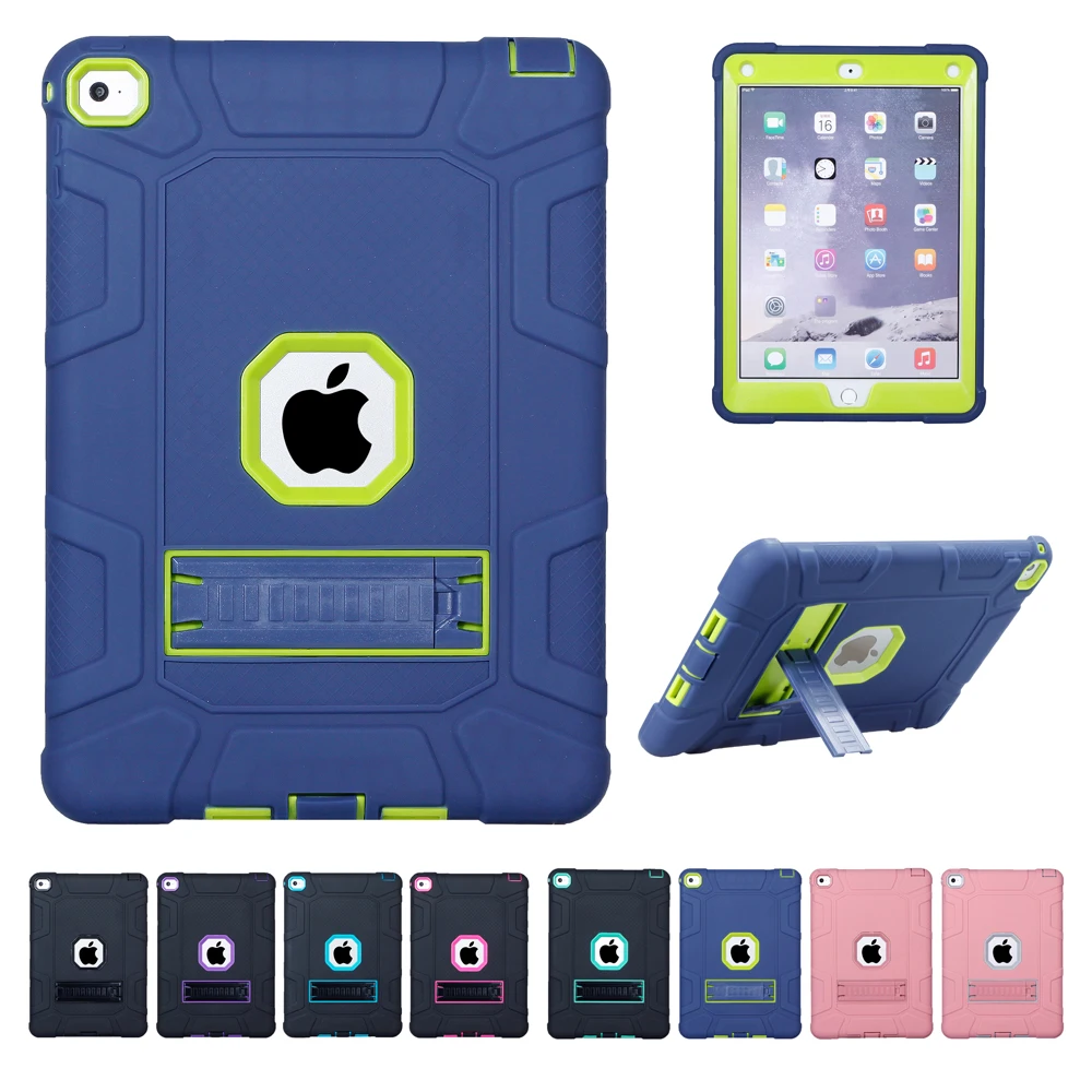 

Free Shipping Heavy Duty Case for iPad Air 2 Kids Shockproof PC Rugged Stand Holder for Cover Case iPad 6 Air 2 Coque Capa