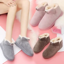 Женские ботинки; теплые зимние ботильоны из шерсти и хлопка; замшевая домашняя обувь розового и коричневого цветов; женская обувь для дома и улицы; Botas Mujer