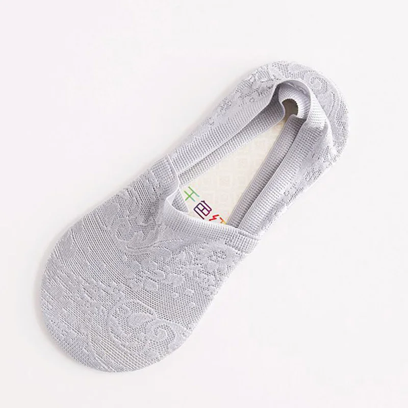 1 пара модные женские туфли для девочек Летний стиль кружевное платье с цветочным рисунком короткие носки противоскользящие невидимые носки до лодыжки для беременных Для женщин Sox - Цвет: gray