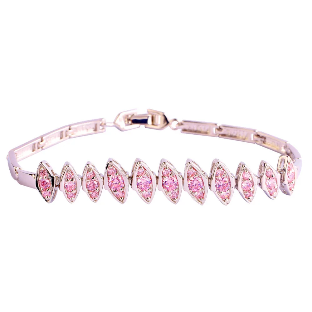 New Fashion Pink CZ Silver Color Bracelet Women Intriguing Jewelry 2017