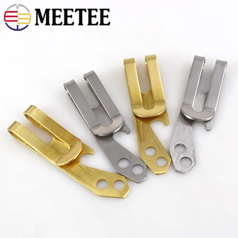 

2PCS Brass Waist Clip Buckle Money Clip Pure Copper Multi-function Bottle Opener Tool Crowbar Stainless Steel Waist Key Chain
