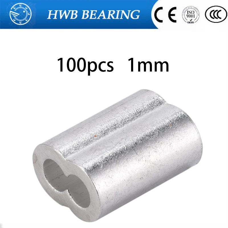 

100PCS M1 1mm Aluminum Furrules Crimping Sleeve 1mm Double-hole 8 Shape Oval Clip Wire Rope Clamp Fastener Rigging Hardware