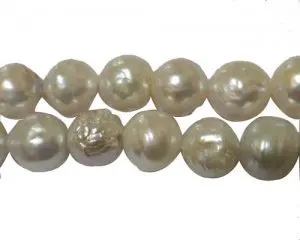 16 inches 11-14mm Natural White Round Large Baroque Pearl Loose Strand