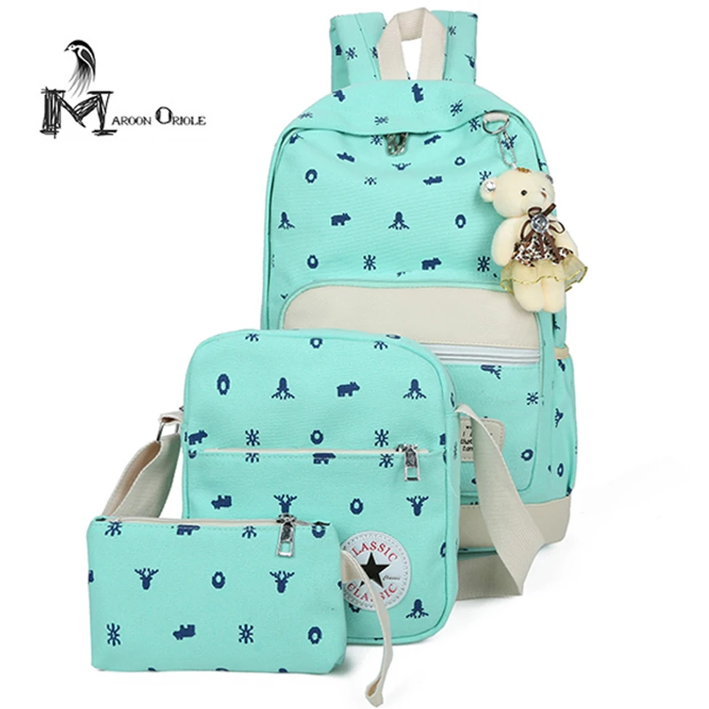 Backpack canvas bag women canvas school bag set colorful fashion backpack for women casual canvas bag