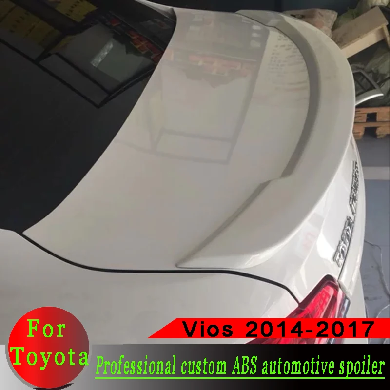 

For Toyota Vios Yaris 2014-2017 spoiler High-quality ABS Material Car Rear Wing Primer or black or white Rear Spoiler For Vios