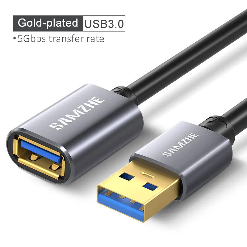 SAMZHE удлинитель USB 3,0/2,0 плоский Удлинительный Кабель AM/AF 0,5 m/1 m/1,5 m/2 m/3 m для PC tv PS4 компьютерный удлинитель для ноутбука - Цвет: Grey 3.0