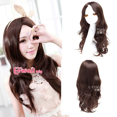 

Free Shipping 60cm 24inches Brazilian Loose Wave Long Dark Brown Wig Synthetic FL09A