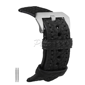 

Pelle 20mm Black Vegetable Tanned Cowhide Leather Strap Silver Buckle Vegetable Tanned Genuine Calfskin