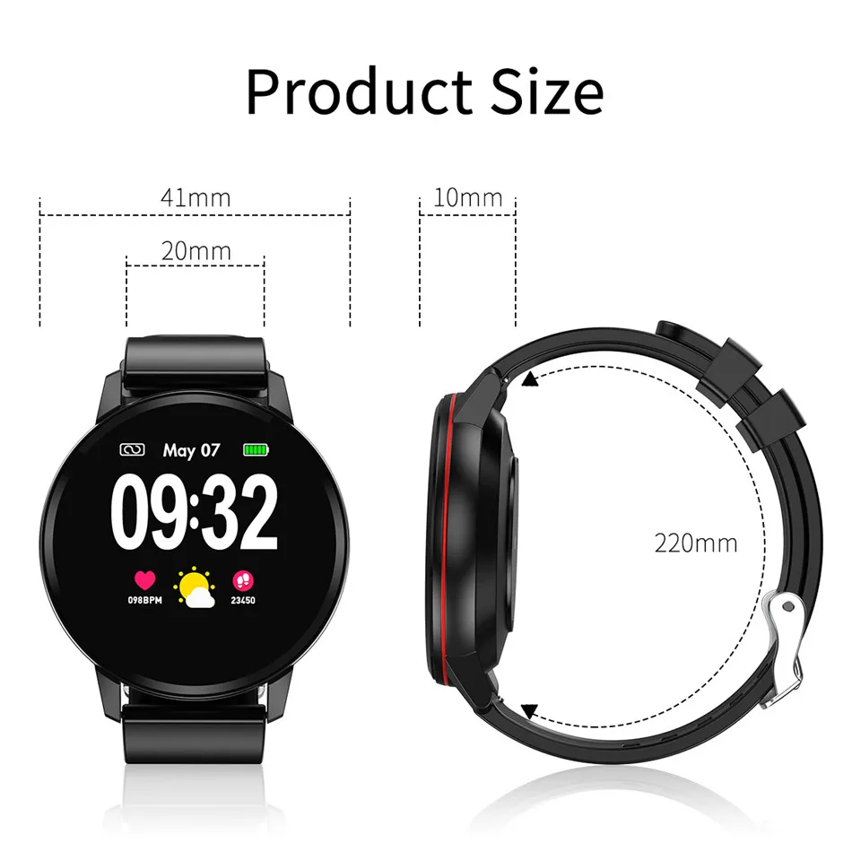 LIGE умные спортивные водонепроницаемые часы мониторинг сердечного ритма кровяного давления HD Полный сенсорный экран умный Браслет для Android ios