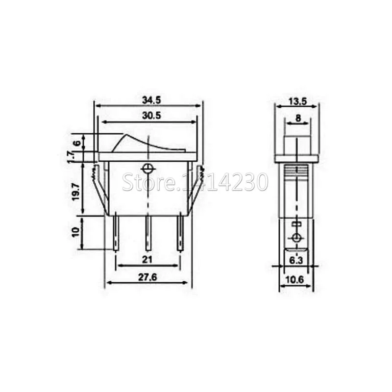 KCD3 кулисный переключатель 16A 250V 20A 125VAC 2Pin/3Pin ВКЛ-ВЫКЛ-на 2/3 позиции KCD3-102/N 15*, маленького размера, круглой формы с диаметром 32 мм Мощность переключателя сброса давления переключатель