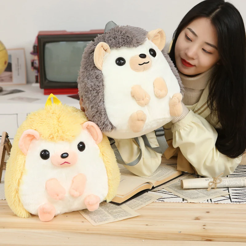 

Cute Cartoon Hedgehog Plush Shoulder Bag Fluffy Hedgehog Backpack Cartoon Plush Bag Girls Kids Toys Birthday Present