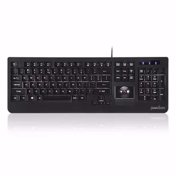 

PERIXX PERIBOARD-321 Quiet USB Multimedia Backlit Optical Trackball Keyboard With Double USB Hub built-in optical trackball